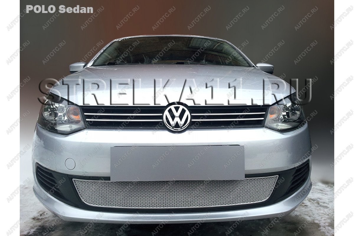 4 799 р. Защита радиатора Стрелка11 PREMIUM  Volkswagen Polo  5 (2009-2015) седан дорестайлинг (хром)  с доставкой в г. Новочеркасск