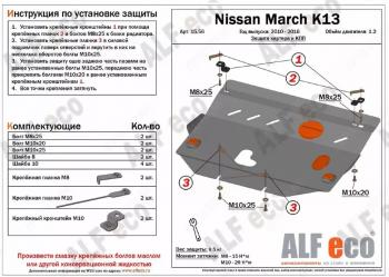 Защита картера и КПП (кроме Hybrid) (V-all FWD) ALFECO Nissan Note 2 E12 рестайлинг (2016-2020)