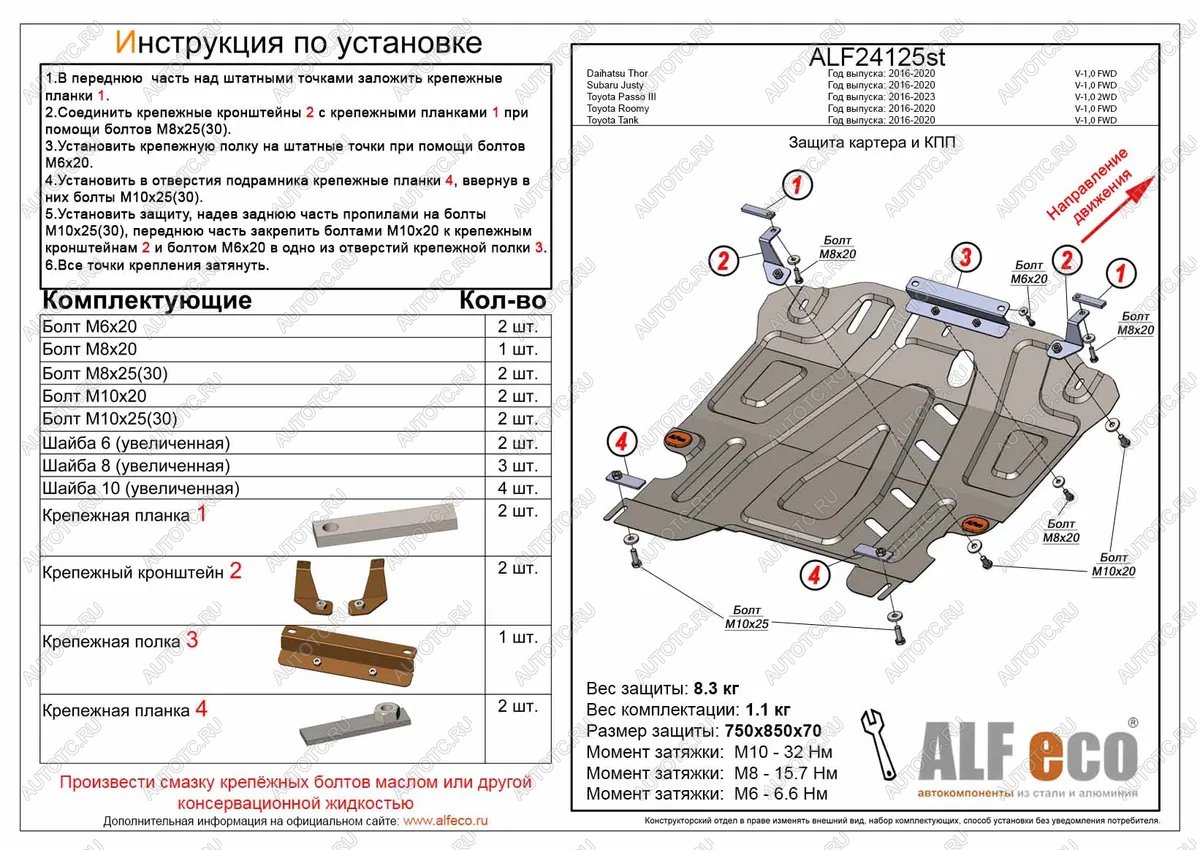 4 199 р. Защита картера и КПП (V-1,5 FWD) ALFECO  Toyota Tank (2016-2024) (сталь 2 мм)  с доставкой в г. Новочеркасск