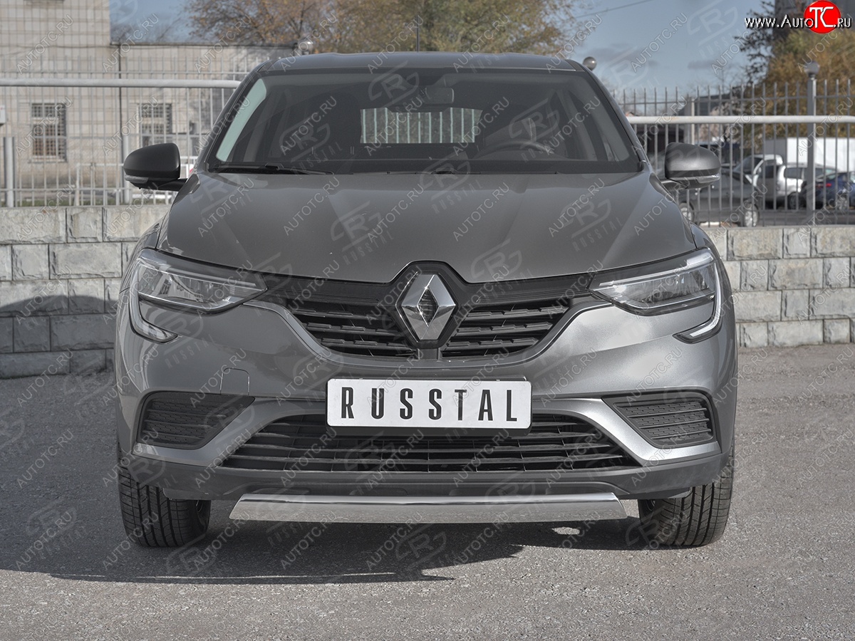 9 649 р. Защита переднего бампера (Ø75x42 мм, нержавейка) Russtal Renault Arkana (2019-2024)  с доставкой в г. Новочеркасск