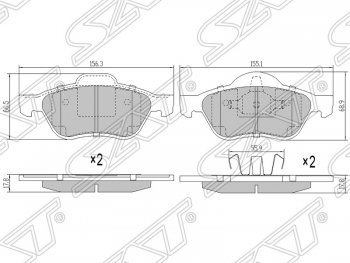 1 199 р. Колодки тормозные SAT (передние)  Renault Clio ( KR,  CR,  BR) - Scenic  2  с доставкой в г. Новочеркасск. Увеличить фотографию 1