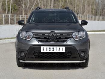 Защита переднего бампера (Ø42 мм, нержавейка) SLITKOFF Renault (Рено) Duster (Дастер)  HM (2021-2024) HM рестайлинг