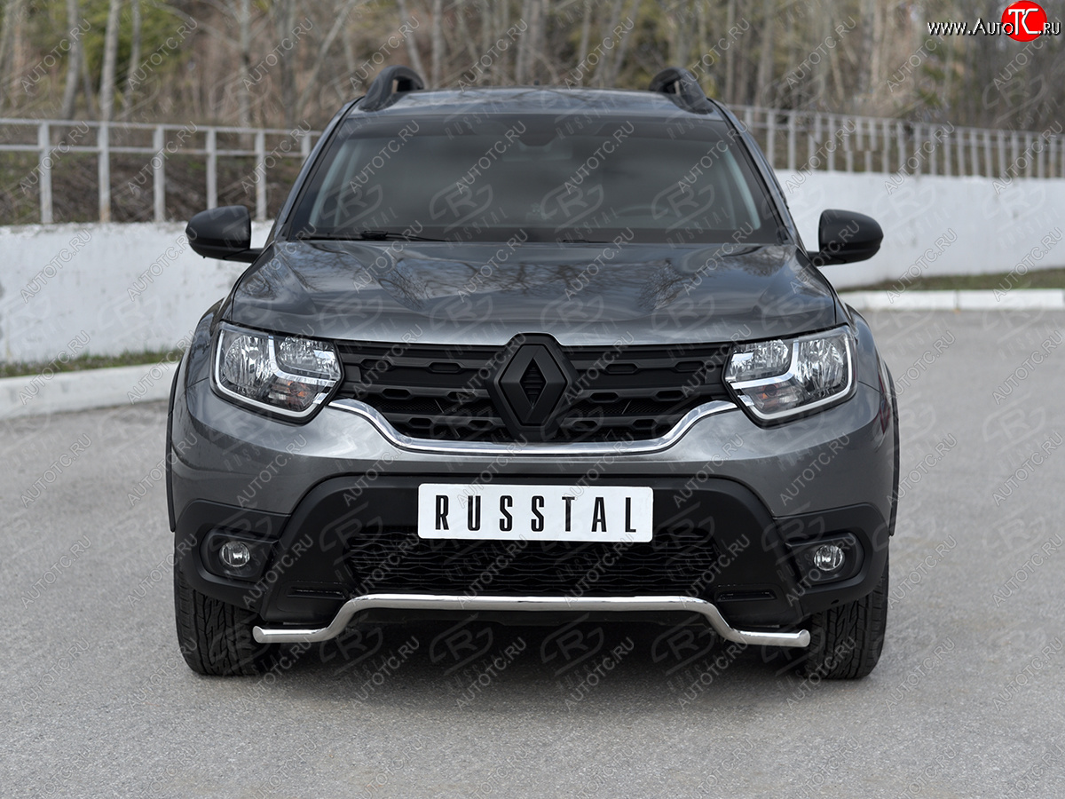 14 999 р. Защита переднего бампера (Ø42 мм волна, нержавейка) SLITKOFF  Renault Duster  HM (2021-2024) рестайлинг  с доставкой в г. Новочеркасск