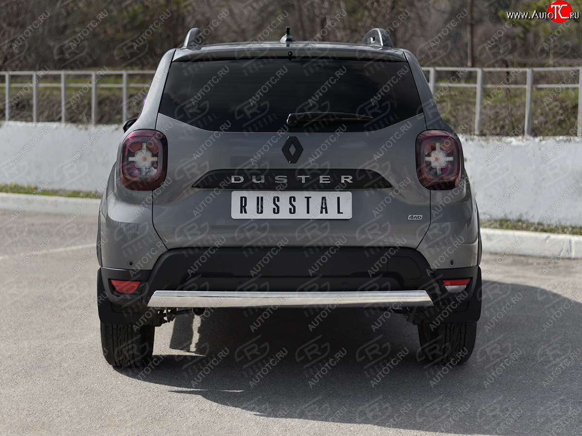 9 349 р. Защита заднего бампера (Ø75х42 мм, нержавейка) Russtal Renault Duster HM рестайлинг (2021-2024)  с доставкой в г. Новочеркасск