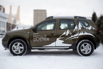 19 599 р. Пороги труба d76 с накладкой SLITKOFF (чёрные V2)  Renault Duster  HS (2015-2021) рестайлинг  с доставкой в г. Новочеркасск. Увеличить фотографию 3