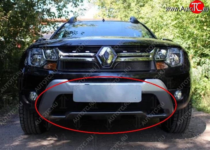 1 469 р. Нижняя защитная сетка на бампер Russtal (черная) Renault Duster HS рестайлинг (2015-2021)  с доставкой в г. Новочеркасск