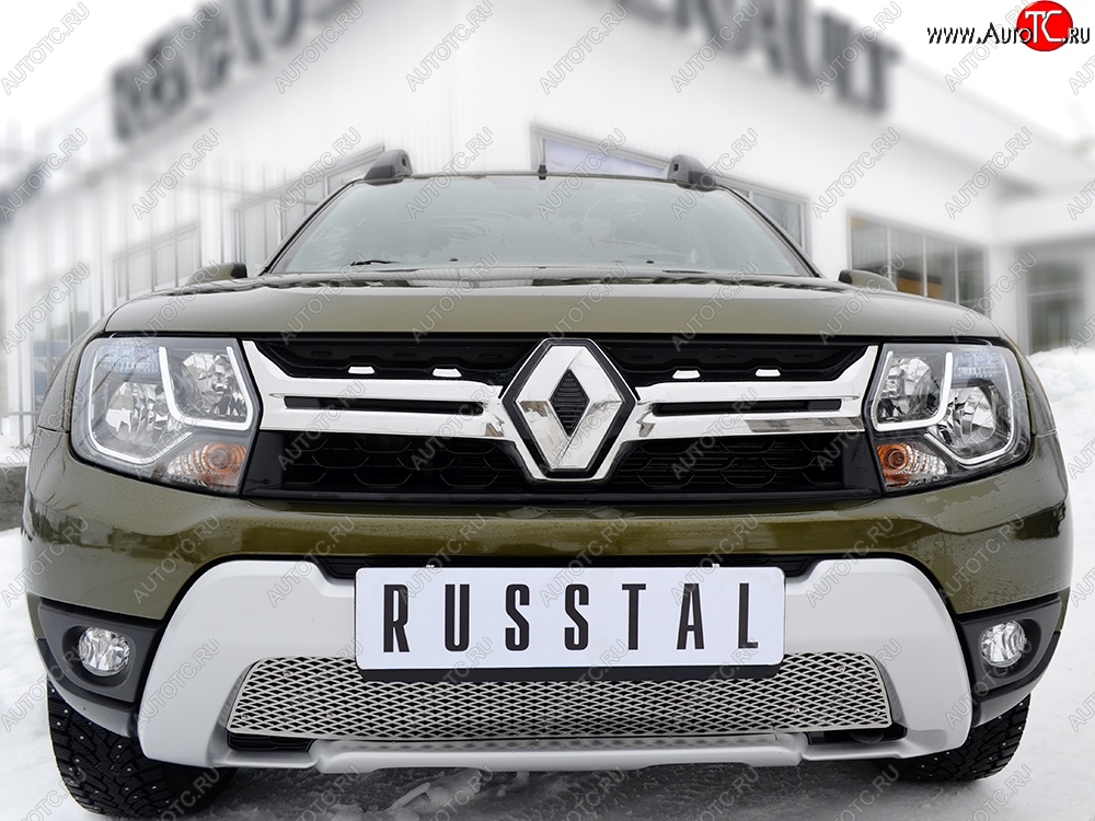 5 999 р. Защитная решётка в воздуховод бампера Russtal (нержавейка) Renault Duster HS рестайлинг (2015-2021)  с доставкой в г. Новочеркасск