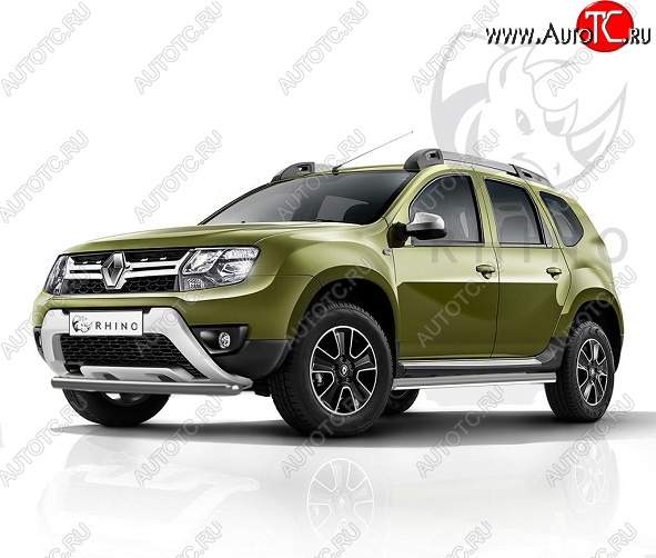 5 499 р. Защита переднего бампера (Ø63 мм, окрашенная) Russtal Renault Duster HS рестайлинг (2015-2021) (серебро)  с доставкой в г. Новочеркасск