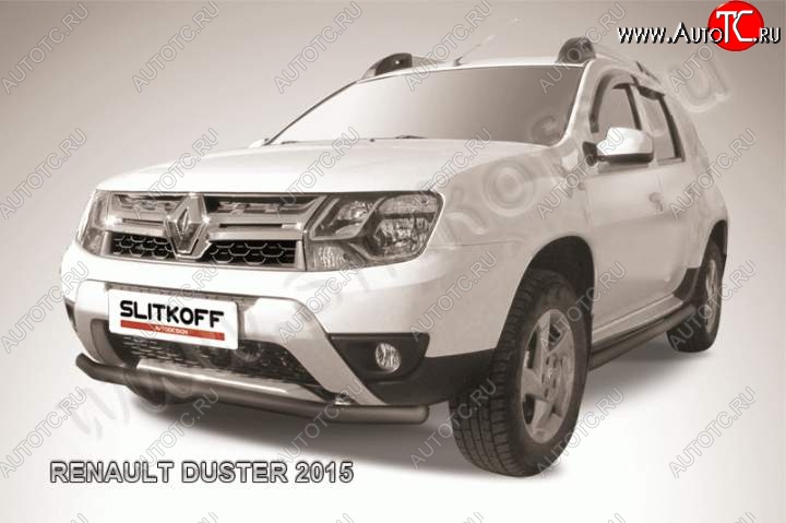 6 499 р. Защита переднего бампер Slitkoff  Renault Duster  HS (2015-2021) рестайлинг (Цвет: серебристый)  с доставкой в г. Новочеркасск