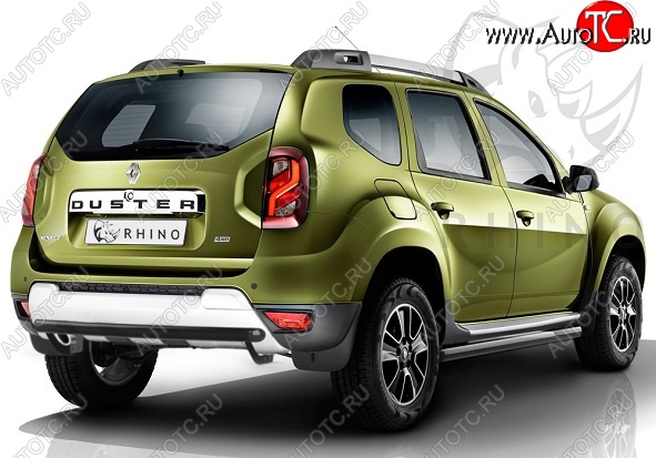 17 599 р. Защита порогов из круглой трубы диаметром 63 мм SLITKOFF  Renault Duster  HS (2015-2021) рестайлинг (Сталь с полимерным покрытием. Цвет: чёрный )  с доставкой в г. Новочеркасск