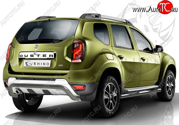 15 999 р. Защита заднего бампера (Ø63 мм волна под машину, нержавейка) SLITKOFF  Renault Duster  HS (2015-2021) рестайлинг  с доставкой в г. Новочеркасск