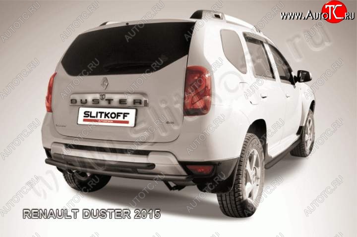 5 499 р. Защита задняя Slitkoff Renault Duster HS рестайлинг (2015-2021) (Цвет: серебристый)  с доставкой в г. Новочеркасск