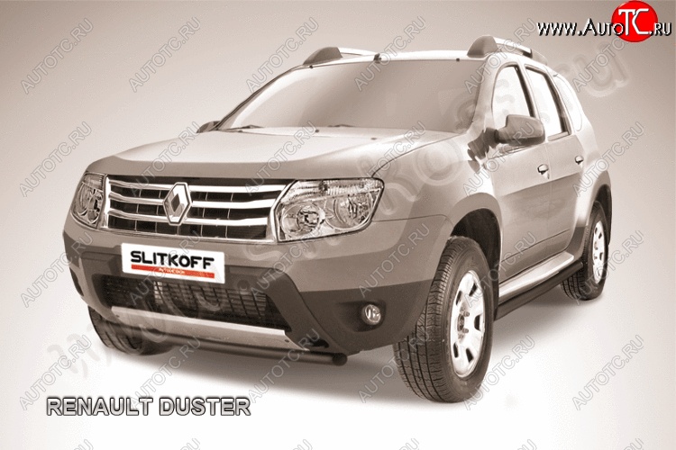 6 849 р. Защита переднего бампер Slitkoff Renault Duster HS дорестайлинг (2010-2015) (Цвет: серебристый)  с доставкой в г. Новочеркасск