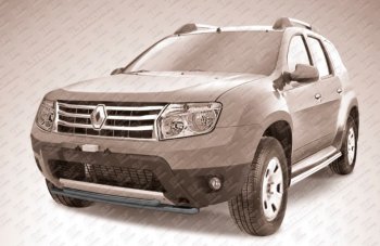 Защита переднего бампера Slitkoff (Ø 42+Ø 42, двойная). Renault Duster HS дорестайлинг (2010-2015)