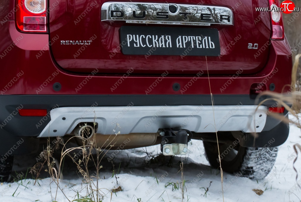 4 999 р. Накладка на задний бампер RA Renault Duster HS дорестайлинг (2010-2015) (Поверхность шагрень (серый металлик))  с доставкой в г. Новочеркасск