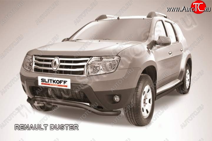 6 999 р. Защита переднего бампер Slitkoff  Renault Duster  HS (2010-2015) дорестайлинг (Цвет: серебристый)  с доставкой в г. Новочеркасск