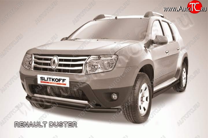 8 599 р. защита переднего бампера Slitkoff Renault Duster HS дорестайлинг (2010-2015) (Цвет: серебристый)  с доставкой в г. Новочеркасск