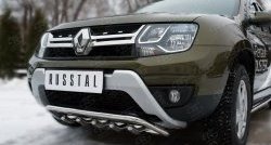 23 499 р. Защита переднего бампера (Ø42 мм с зубами, нержавейка) SLITKOFF  Renault Duster  HS (2010-2021) дорестайлинг, рестайлинг  с доставкой в г. Новочеркасск. Увеличить фотографию 2