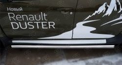 16 299 р. Защита порогов из круглой трубы диаметром 63 мм (рестайлинг) Russtal Renault Duster HS дорестайлинг (2010-2015) (Защита порогов с со скосами на торцах (вариант 1))  с доставкой в г. Новочеркасск. Увеличить фотографию 3