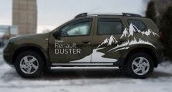 16 299 р. Защита порогов из круглой трубы диаметром 63 мм (рестайлинг) Russtal Renault Duster HS дорестайлинг (2010-2015) (Защита порогов с со скосами на торцах (вариант 1))  с доставкой в г. Новочеркасск. Увеличить фотографию 4