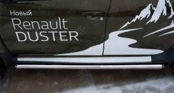 16 299 р. Защита порогов из круглой трубы диаметром 63 мм (рестайлинг) Russtal Renault Duster HS дорестайлинг (2010-2015) (Защита порогов с со скосами на торцах (вариант 1))  с доставкой в г. Новочеркасск. Увеличить фотографию 6