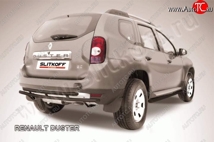 5 499 р. Защита задняя Slitkoff Renault Duster HS дорестайлинг (2010-2015) (Цвет: серебристый)  с доставкой в г. Новочеркасск