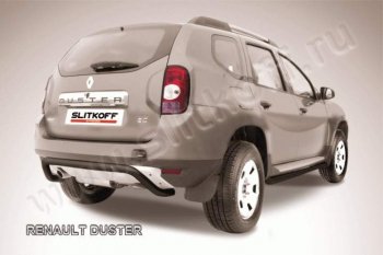 6 999 р. Защита задняя Slitkoff Renault Duster HS дорестайлинг (2010-2015) (Цвет: серебристый)  с доставкой в г. Новочеркасск. Увеличить фотографию 1