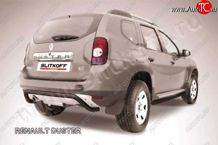 6 999 р. Защита задняя Slitkoff Renault Duster HS дорестайлинг (2010-2015) (Цвет: серебристый)  с доставкой в г. Новочеркасск