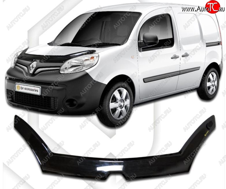 2 699 р. Дефлектор капота CA-Plastiс exclusive  Renault Kangoo  KW0 (2013-2016) рестайлинг (Classic черный, Без надписи)  с доставкой в г. Новочеркасск