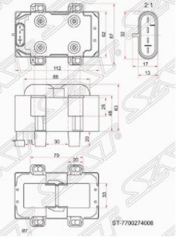 1 699 р. Катушка зажигания (K7J / M) SAT (модуль)  Renault Kangoo  KC - Sandero Stepway  (BS)  с доставкой в г. Новочеркасск. Увеличить фотографию 2