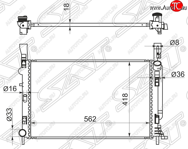 7 549 р. Радиатор двигателя SAT  Renault Kangoo  KW0 (2008-2013) дорестайлинг  с доставкой в г. Новочеркасск