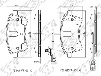 1 299 р. Колодки тормозные SAT (передние)  Renault Kangoo  KW0 (2008-2013) дорестайлинг  с доставкой в г. Новочеркасск. Увеличить фотографию 1