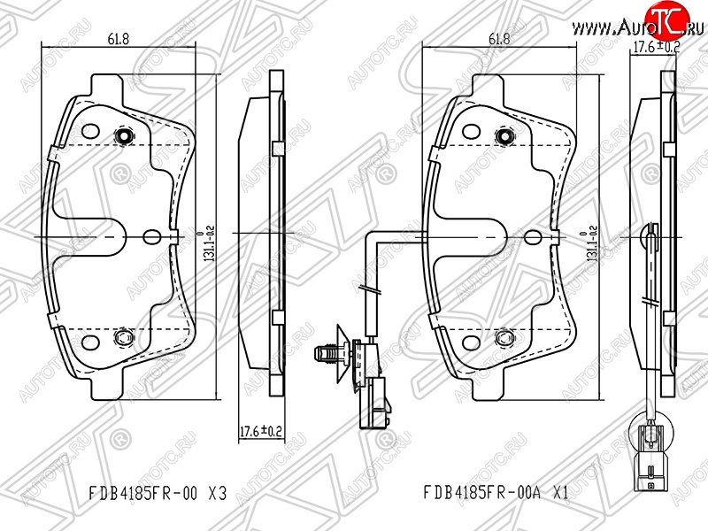 1 299 р. Колодки тормозные SAT (передние)  Renault Kangoo  KW0 (2008-2013) дорестайлинг  с доставкой в г. Новочеркасск