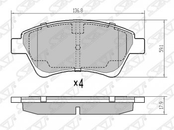 Колодки тормозные SAT (передние) Renault Megane седан  дорестайлинг (2002-2006)