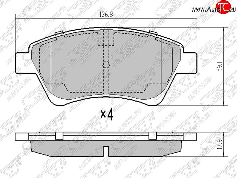 1 099 р. Колодки тормозные SAT (передние)  Renault Megane ( седан,  универсал,  хэтчбэк 5 дв.) - Scenic  2  с доставкой в г. Новочеркасск