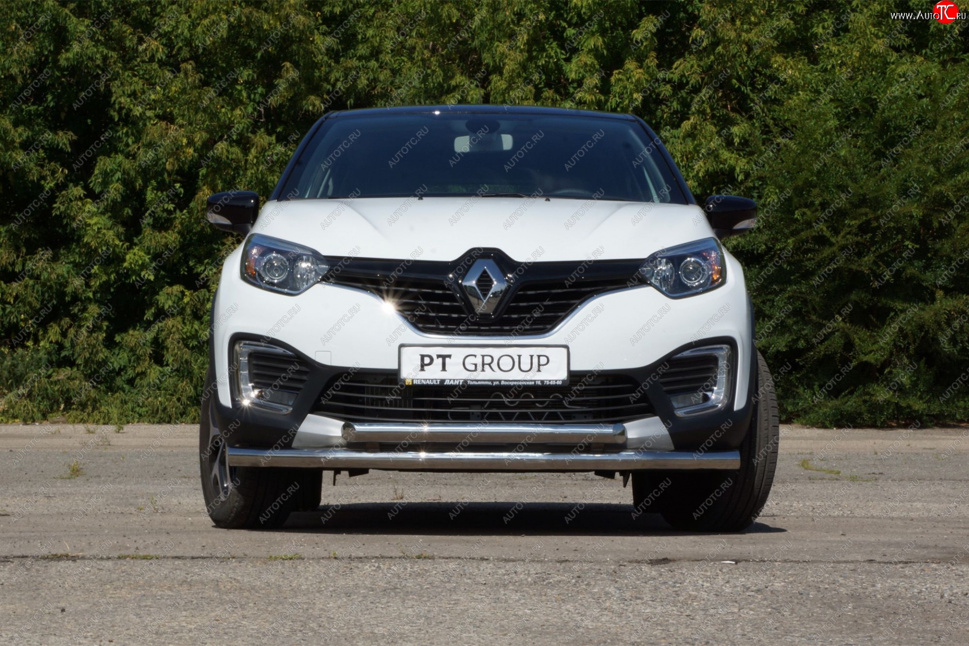 22 349 р. Защита переднего бампера двойная из труб d63/63 мм Petroil Tuning Renault Kaptur дорестайлинг (2016-2020) (Нержавеющая полированная сталь)  с доставкой в г. Новочеркасск