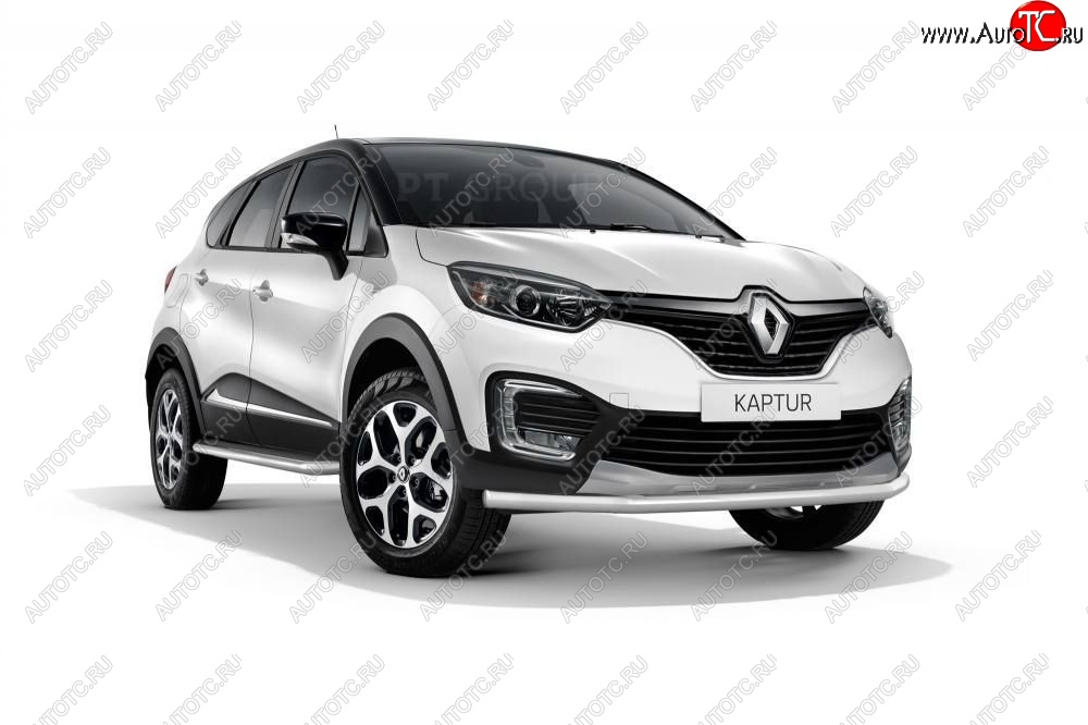 16 849 р. Защита переднего бампера одинарная из трубы d63 мм Petroil Tuning Renault Kaptur дорестайлинг (2016-2020) (Нержавеющая полированная сталь)  с доставкой в г. Новочеркасск