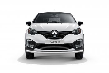 16 849 р. Защита переднего бампера одинарная из трубы d63 мм Petroil Tuning Renault Kaptur дорестайлинг (2016-2020) (Нержавеющая полированная сталь)  с доставкой в г. Новочеркасск. Увеличить фотографию 2