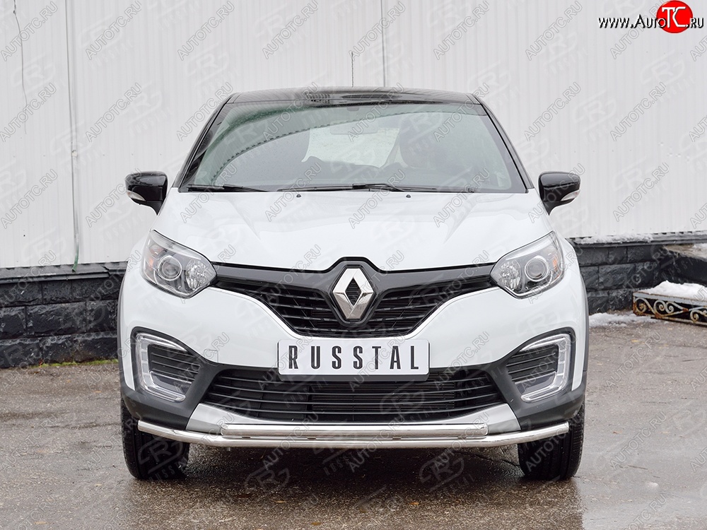 13 549 р. Защита переднего бампера (2 трубыØ42 мм, нержавейка) Russtal  Renault Kaptur (2016-2020) дорестайлинг  с доставкой в г. Новочеркасск