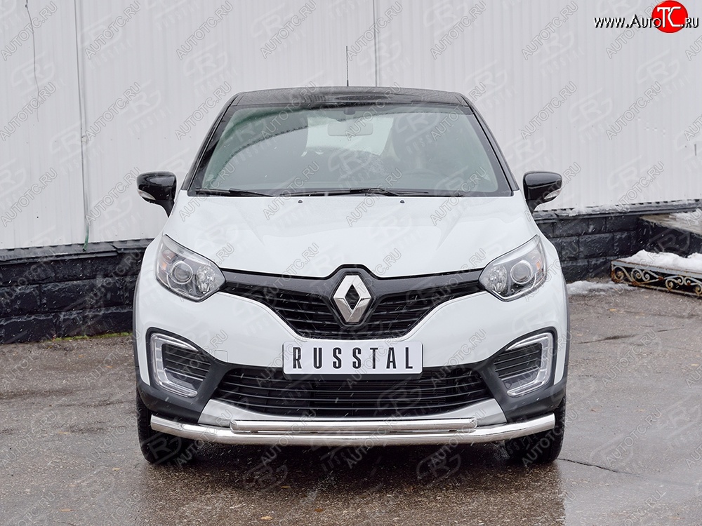 15 999 р. Защита переднего бампера (2 трубыØ63 и 42 мм, нержавейка) Russtal Renault Kaptur дорестайлинг (2016-2020)  с доставкой в г. Новочеркасск