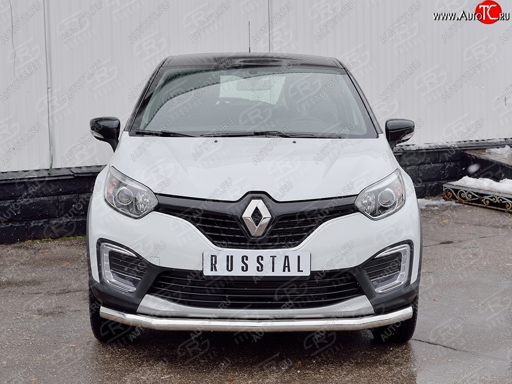 12 999 р. Защита переднего бампера (Ø63 мм, нержавейка) Russtal Renault Kaptur дорестайлинг (2016-2020)  с доставкой в г. Новочеркасск