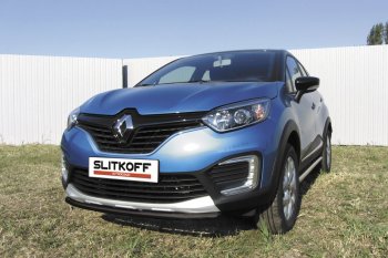 5 899 р. Защита переднего бампера из трубы d42 Slitkoff  Renault Kaptur (2016-2020) дорестайлинг (Цвет: серебристый)  с доставкой в г. Новочеркасск. Увеличить фотографию 1