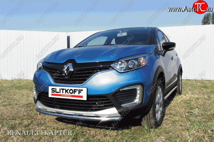 8 449 р. Одинарная защита переднего бампера диаметром 42 мм Slitkoff Renault Kaptur дорестайлинг (2016-2020) (Для автомобиля 2WD)  с доставкой в г. Новочеркасск