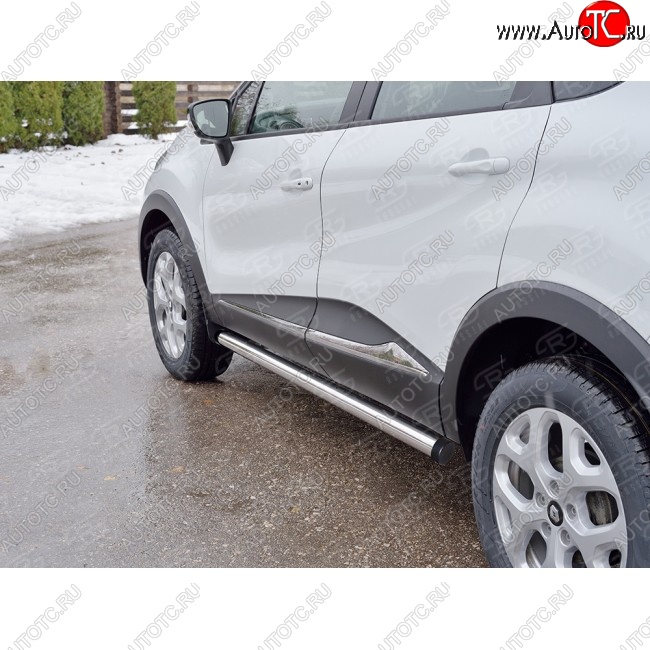 16 549 р. Защита порогов из круглой трубы диаметром 63 мм SLITKOFF v2  Renault Kaptur (2016-2024) дорестайлинг, рестайлинг  с доставкой в г. Новочеркасск