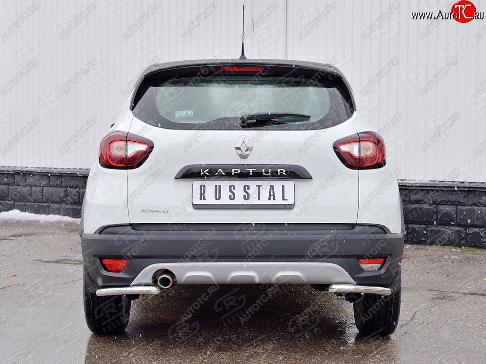 10 949 р. Защита заднего бампера (Ø42 мм уголки, нержавейка) Russtal Renault Kaptur дорестайлинг (2016-2020)  с доставкой в г. Новочеркасск