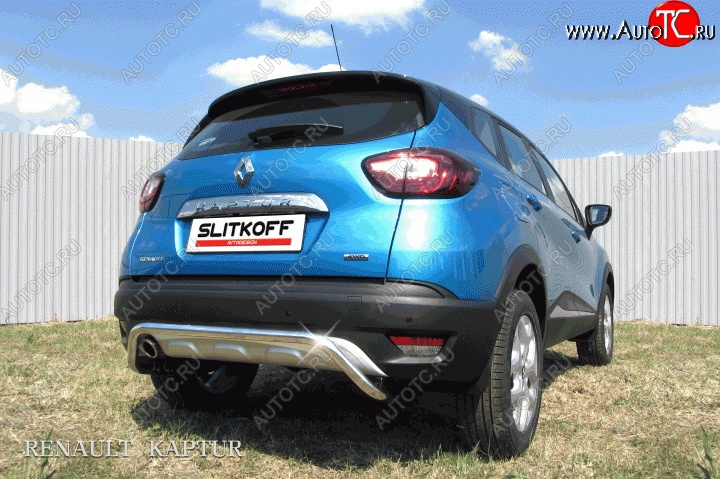 9 999 р. Защита заднего бампера диаметром 42 мм с изгибом Slitkoff  Renault Kaptur (2016-2020) дорестайлинг (Для автомобиля 2WD)  с доставкой в г. Новочеркасск