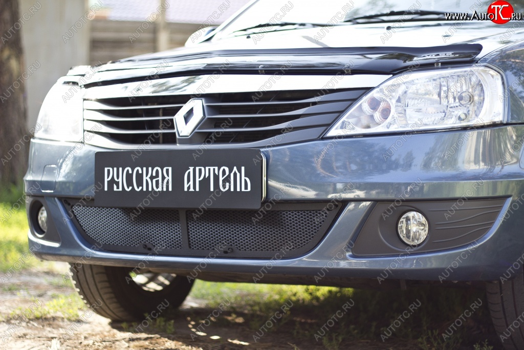 1 699 р. Защитная сетка решетки переднего бампера РА  Renault Logan  1 (2010-2016) рестайлинг  с доставкой в г. Новочеркасск