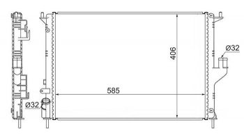 3 299 р. Радиатор SAT (1.4/1.6 с кондиционером, 2.0 без АС)  Renault Duster (HS,  HM), Logan (1,  2), Logan Stepway, Sandero ((BS),  (B8)), Sandero Stepway ((BS),  (B8)), Лада Ларгус  с доставкой в г. Новочеркасск. Увеличить фотографию 1