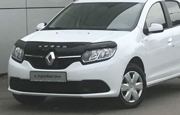 2 199 р. Дефлектор капота CA-Plastic Renault Logan 2 дорестайлинг (2014-2018) (Classic черный, Без надписи)  с доставкой в г. Новочеркасск. Увеличить фотографию 2