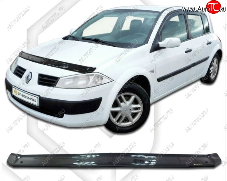 1 999 р. Дефлектор капота CA-Plastiс  Renault Megane  хэтчбэк 5 дв. (2002-2006)  дорестайлинг (Classic черный, Без надписи)  с доставкой в г. Новочеркасск